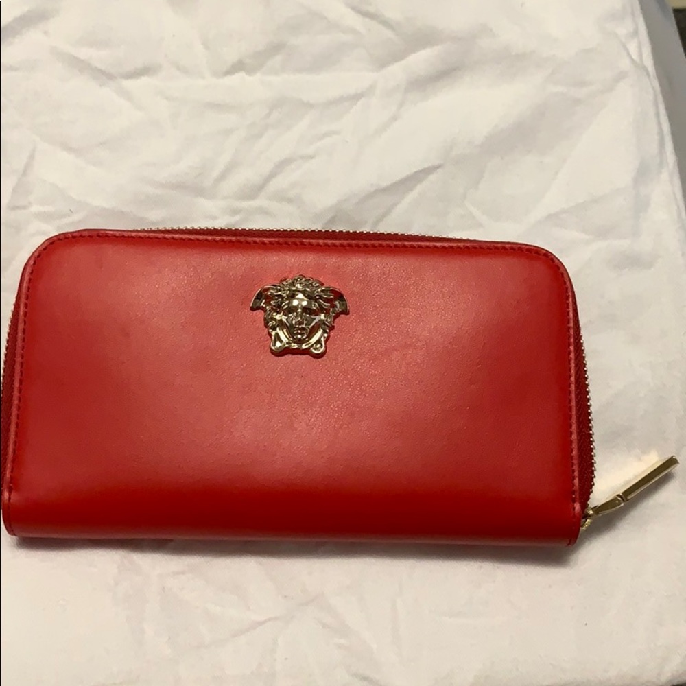 New red leather Versace wallet